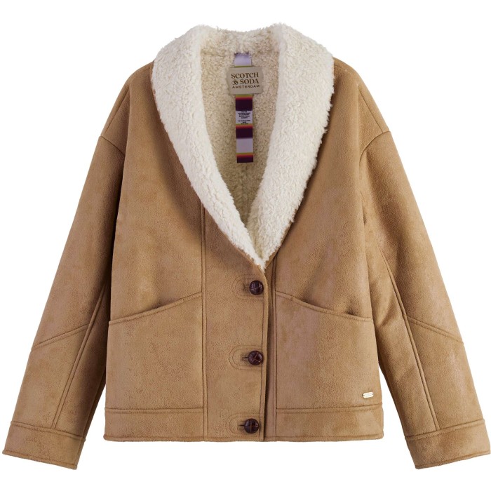 Roeispaan Aangepaste beproeving Scotch & Soda Faux shearling jacket with shawl co portabello 168772-5118 |  VTMode