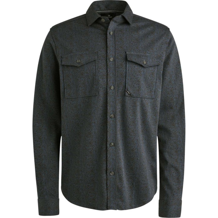 Long Sleeve Shirt Jersey Herringbo Sky Captain