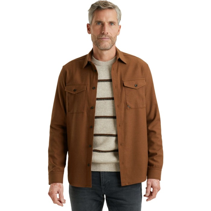 LONG SLEEVE SHIRT Brushed Melange Cambridge Brown