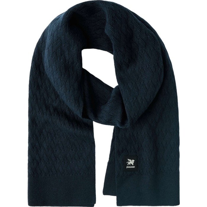 Scarf V pattern cotton blend wool Sky Captain