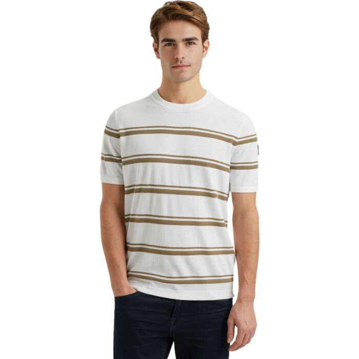 Short sleeve r-neck cotton linen b Cloud Dancer