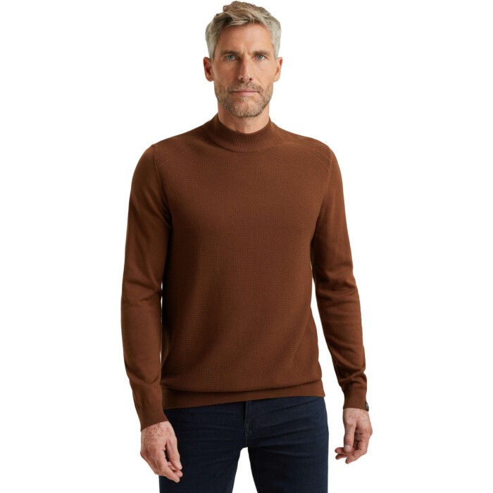 Mock neck cotton modal Cambridge Brown