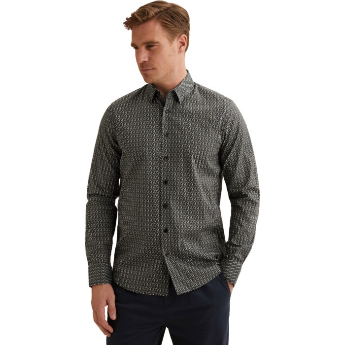 Long sleeve shirt Print on poplin Dark Sea