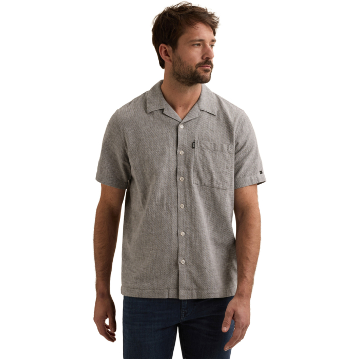 Short Sleeve Shirt Linen Cotton bl Pewter