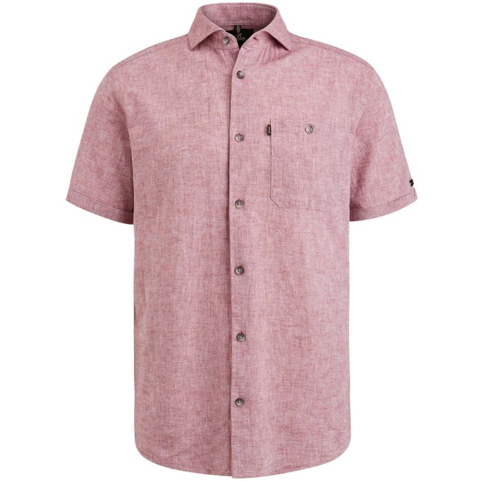 Short sleeve shirt linen cotton bl rose brown