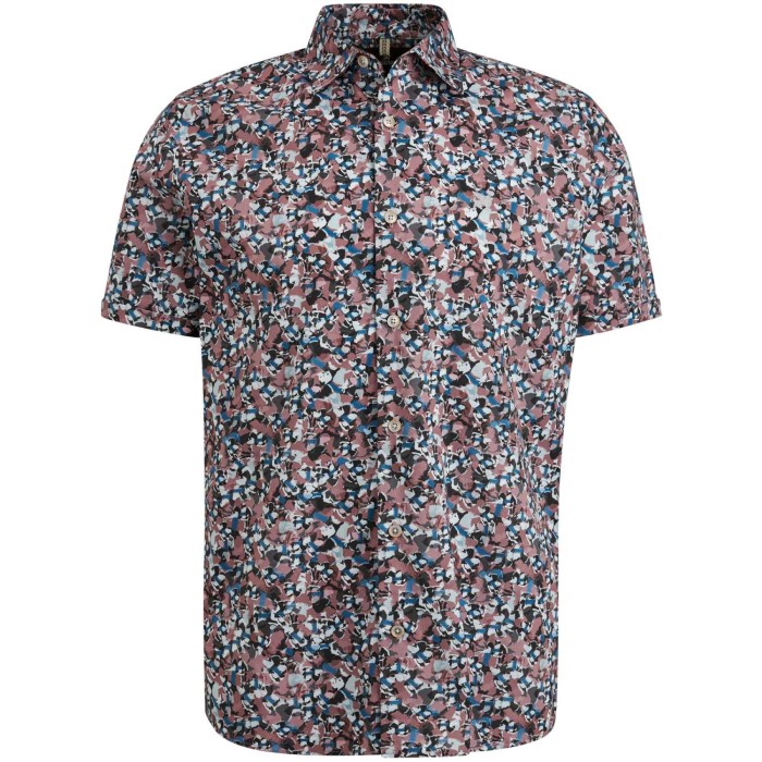 Short sleeve shirt print at poplin rose brown