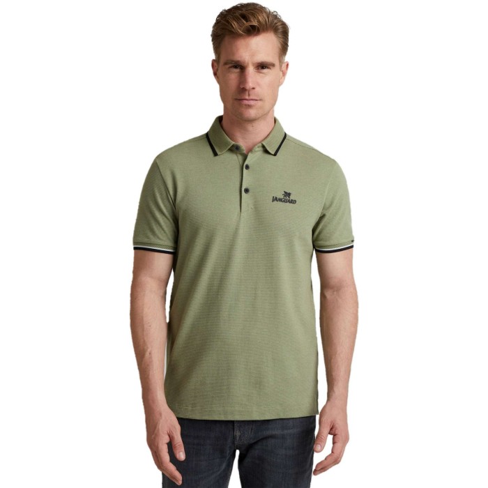 Short sleeve polo cotton poly waff oil green