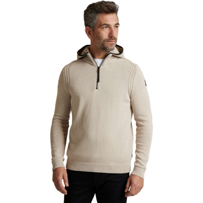 Hooded cotton grindle pure cashmere