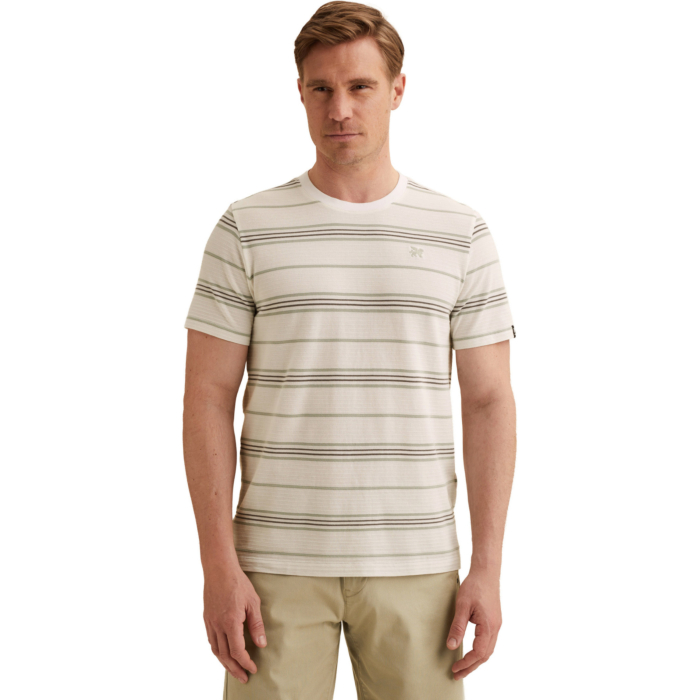Short sleeve r-neck pique texture Cloud Dancer