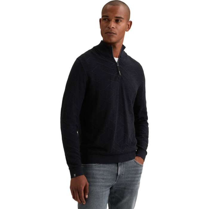 Half zip collar cotton mouline Sky Captain
