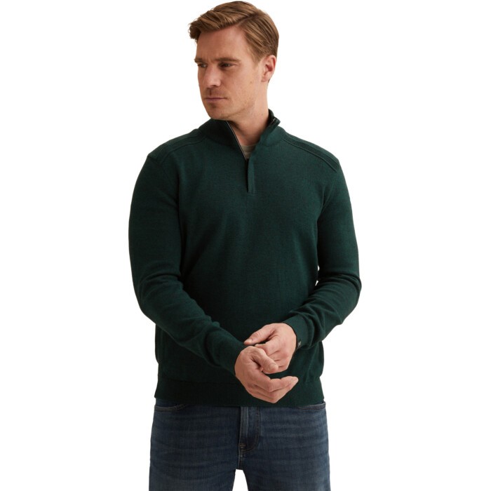 Half zip collar cotton mouline Dark Sea