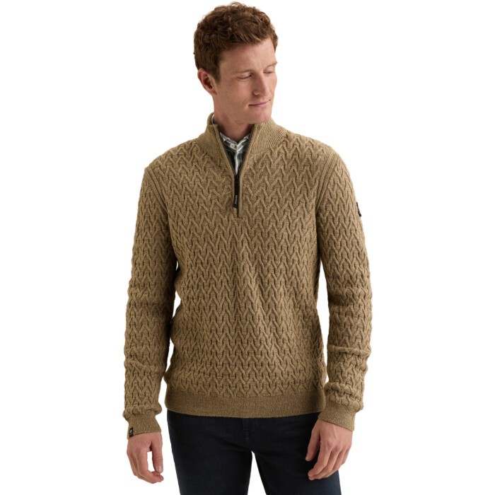 Half zip collar wool blend Greige