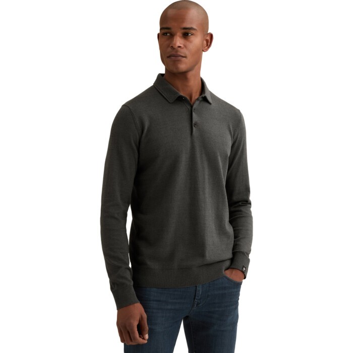 Half button + zip collar cotton mo Enigma