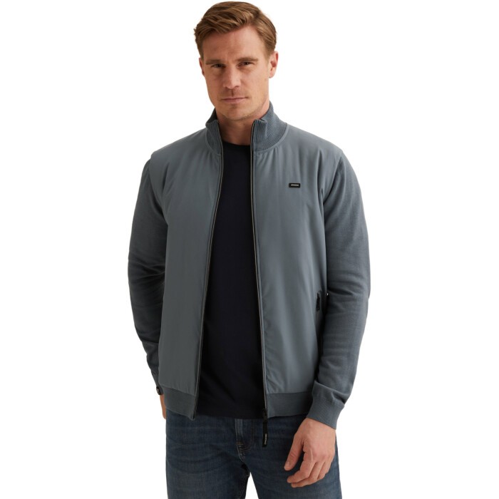 Zip jacket cotton modal China Blue