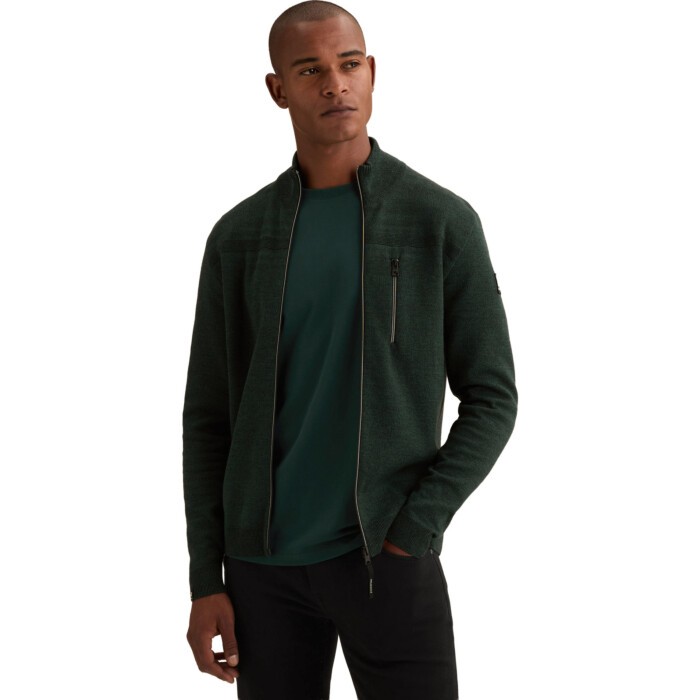Zip jacket cotton bonded mouline Dark Sea