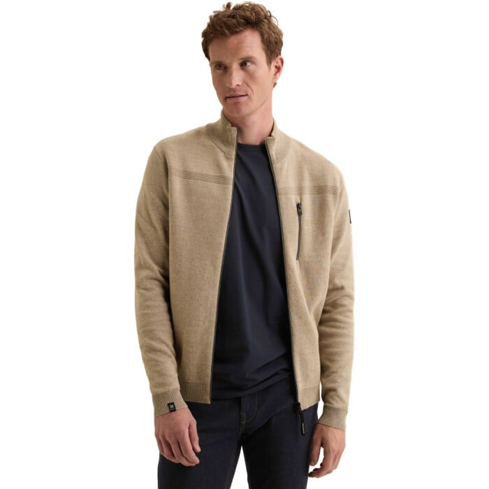 Zip jacket cotton bonded mouline Greige