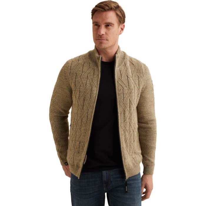 Zip jacket wool blend ruler Greige