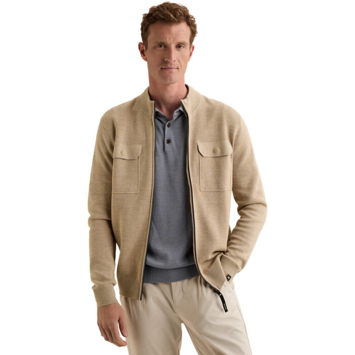 Zip jacket cotton modal mouline bo Plaza Taupe