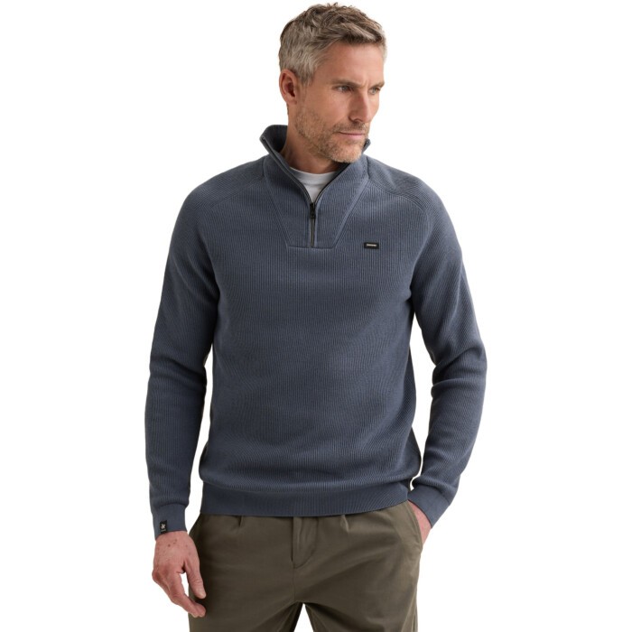 Half zip collar cotton structure China Blue
