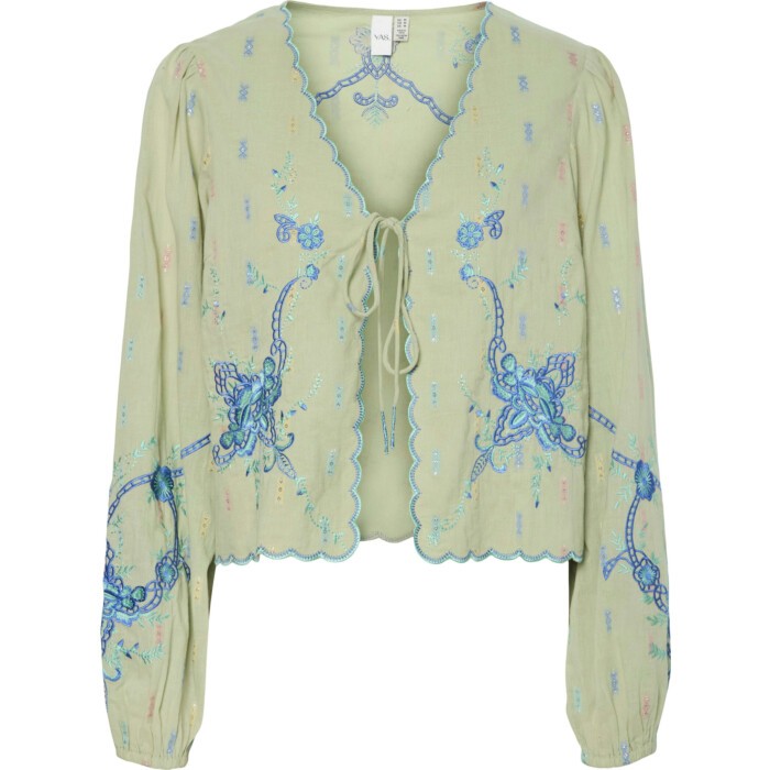 YASLIA LS EMBROIDERED CARDIGAN - FEST Bok Choy