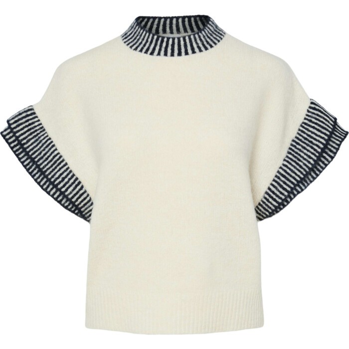 YASTELO SS KNIT TOP S. Birch/Navy blazer