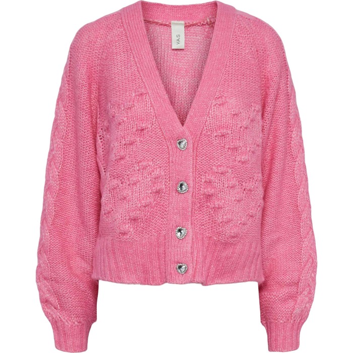 Yasheartie ls knit cardigan s. aurora pink