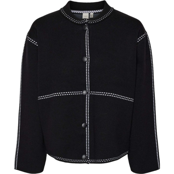 YASJENA LS KNIT CARDIGANS. NOOS Black/Star white s