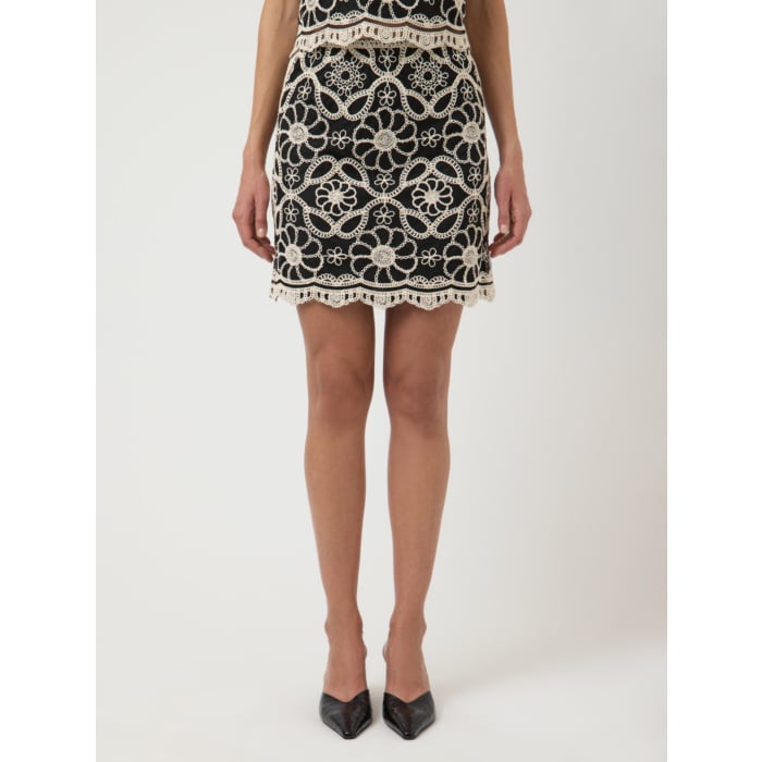 YASCILIA HW CROCHET SKIRT - FEST Black/W. PRISTINE