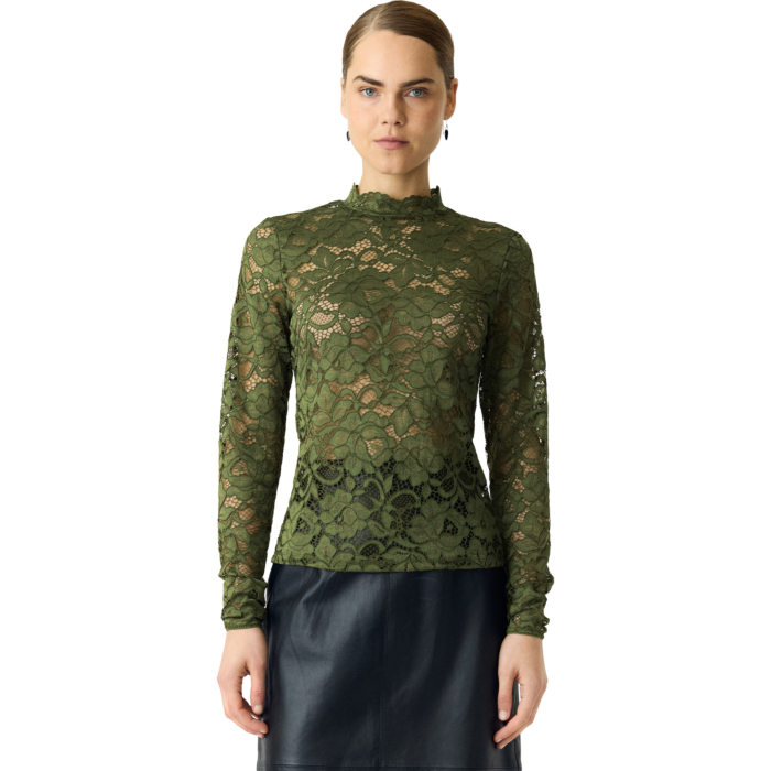 YASLACEY LS LACE TOP S. NOOS Sphagnum