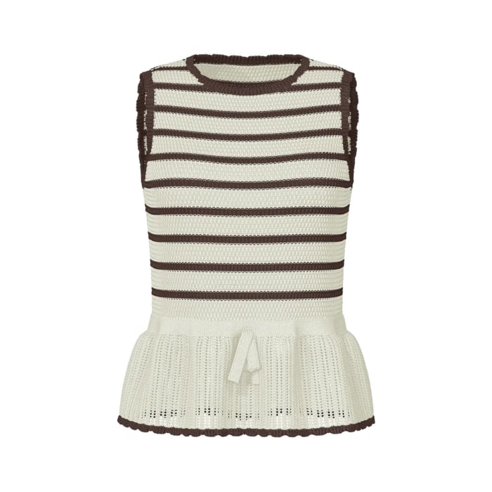 YASANNIE SL KNIT TOP S. Pristine/W. COFFEE B