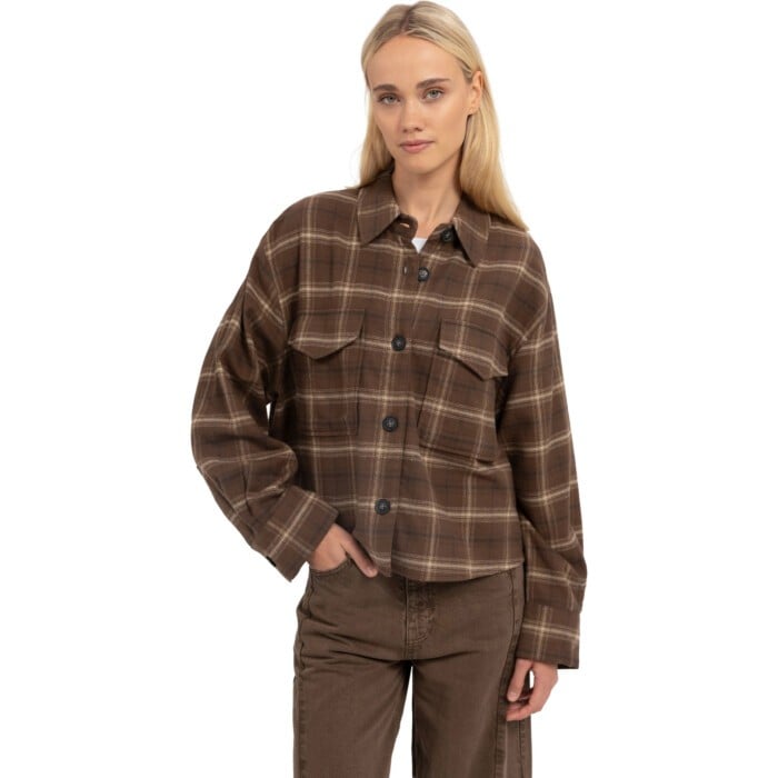 Geruite flanellen blouse COCOA BROWN DESSIN