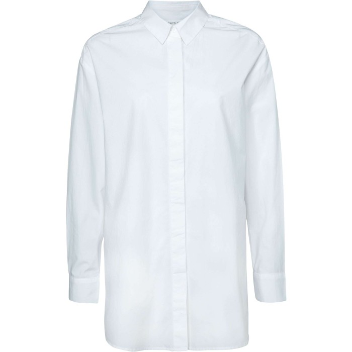 Button up blouse in poplin bright white