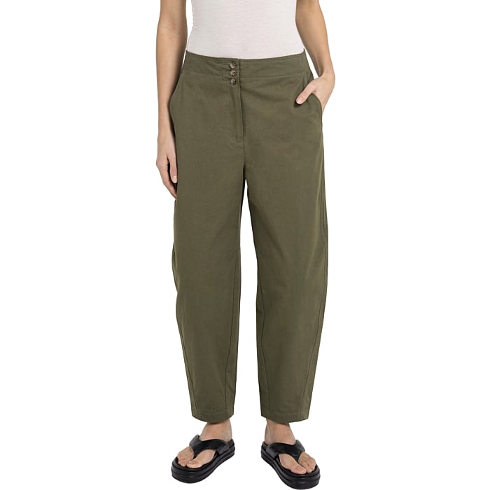 Barrel broek met knopen ARMY GREEN