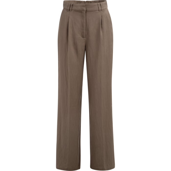 Geweven broek met wijde pijpen WASHED BROWN