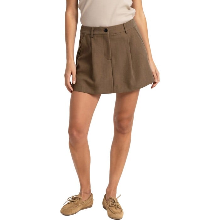 Mini skort met plooidetail TEAK BROWN