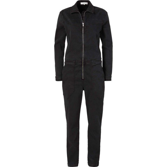 Woven jumpsuit with zipper anthracite