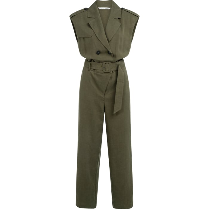 Jumpsuit van linnenmix ARMY GREEN