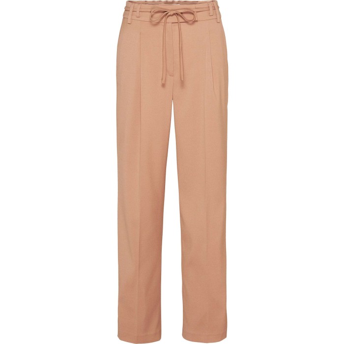 High waist trousers with cord camel brown