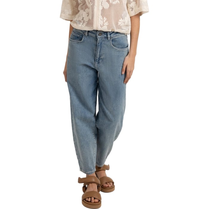 Denim broek met losse pasvorm MID BLUE DENIM