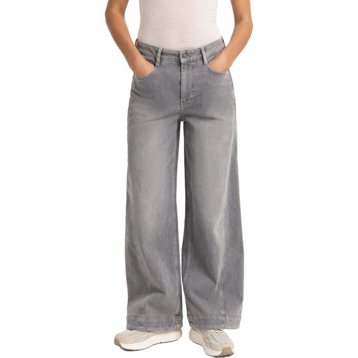Denim jeans met naaddetails MID GREY DENIM