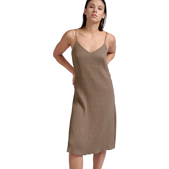Dress with spaghetti straps CARIBOU BROWN