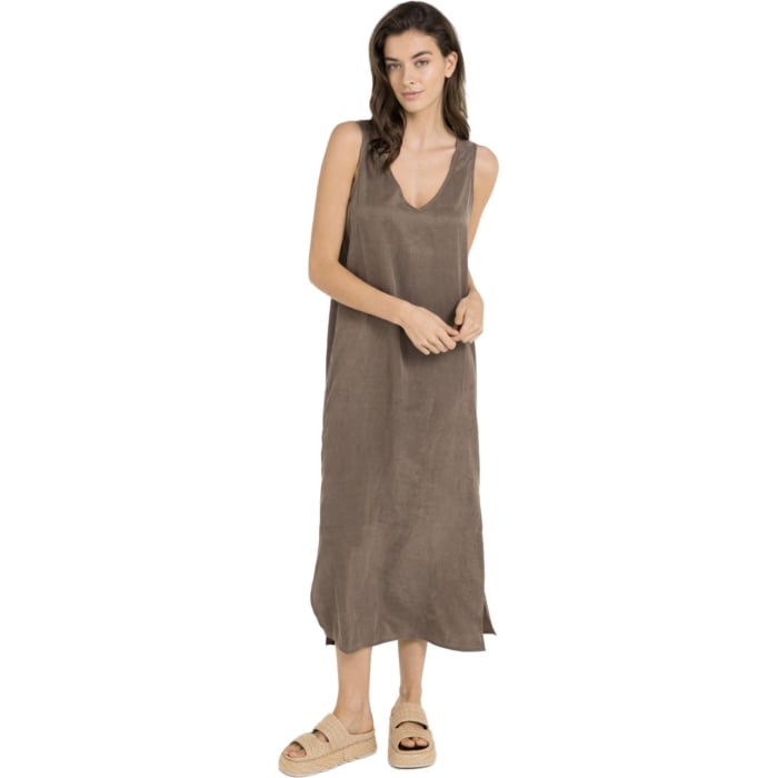 Jurk met crinkle structuur WASHED BROWN