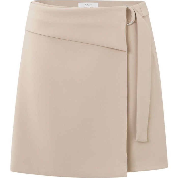 Mini skirt with detailed waist oxford tan sand