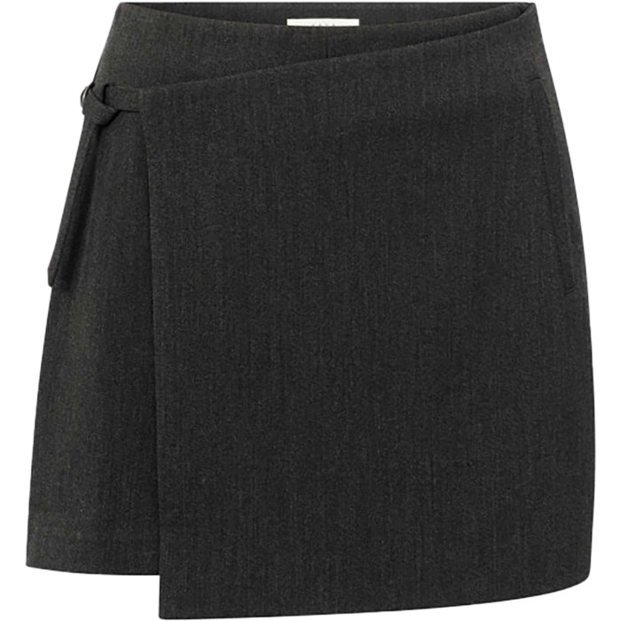Yaya Woven mini skort with belt ANTHRACITE MELANGE 1-401058-408