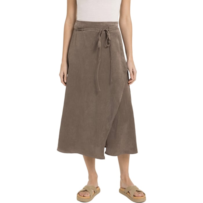 Midi rok met overslag-effect WASHED BROWN