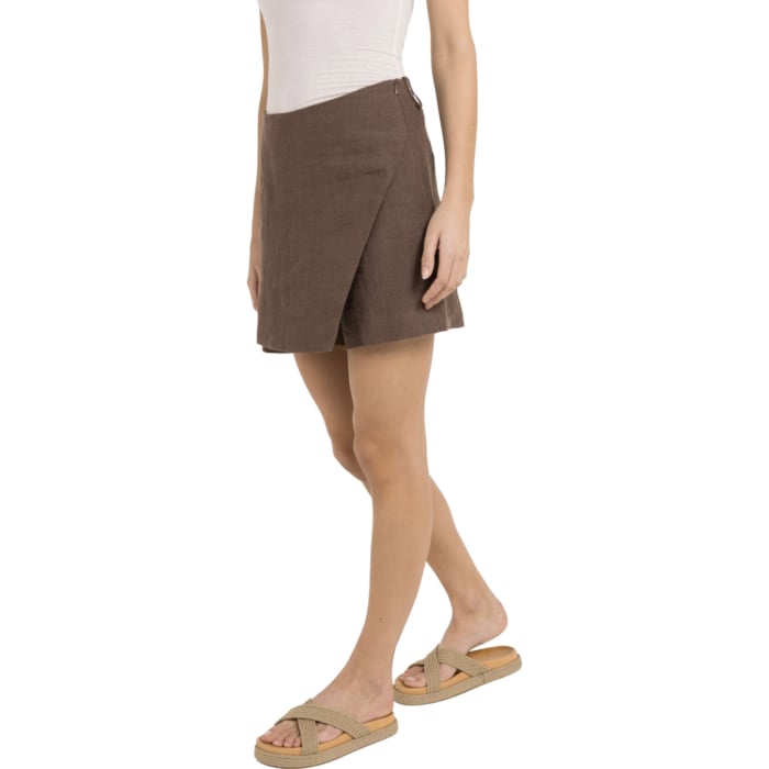 Skort met overslag WASHED BROWN