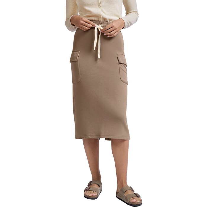 Jersey midi cargo skirt CARIBOU BROWN
