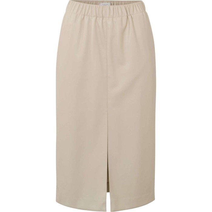 Midi skirt in faux leather birch sand