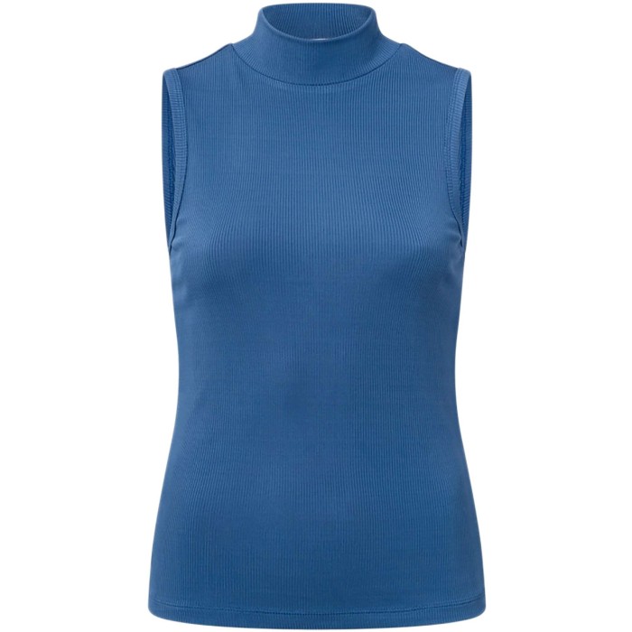 Ribbed singlet with high neck bright cobalt blue