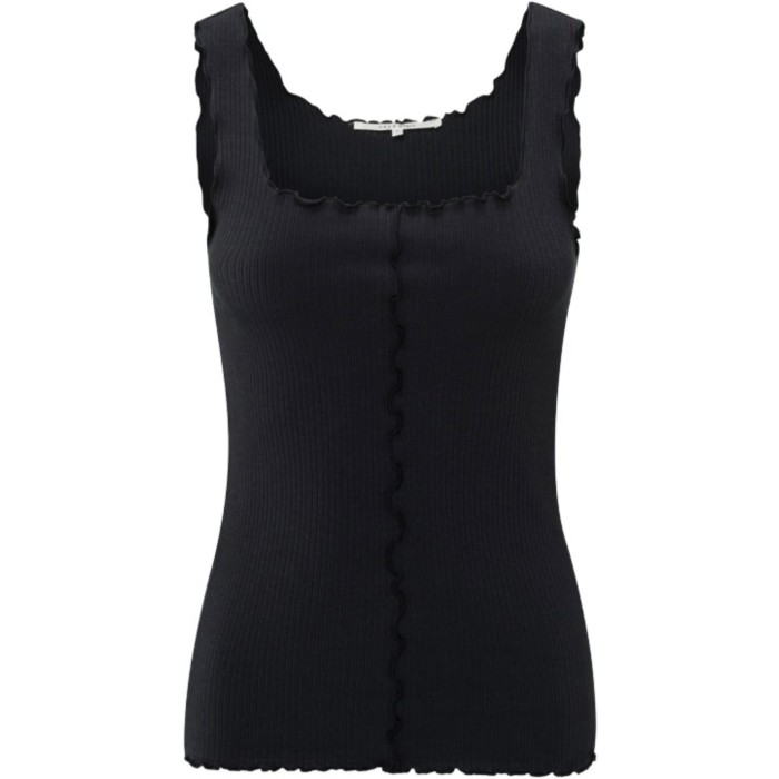 Singlet with frilled seams WASHED BLACK